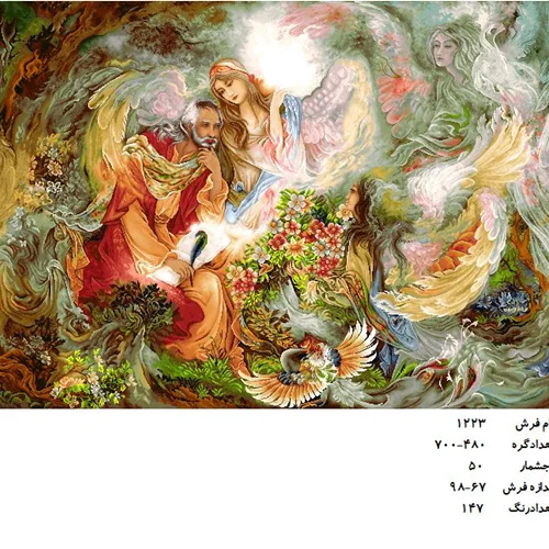 نخ و نقشه تابلو فرش طرح مینیاتور طرح حافظ ، (مژده نور)  کد۱۲۲۳
