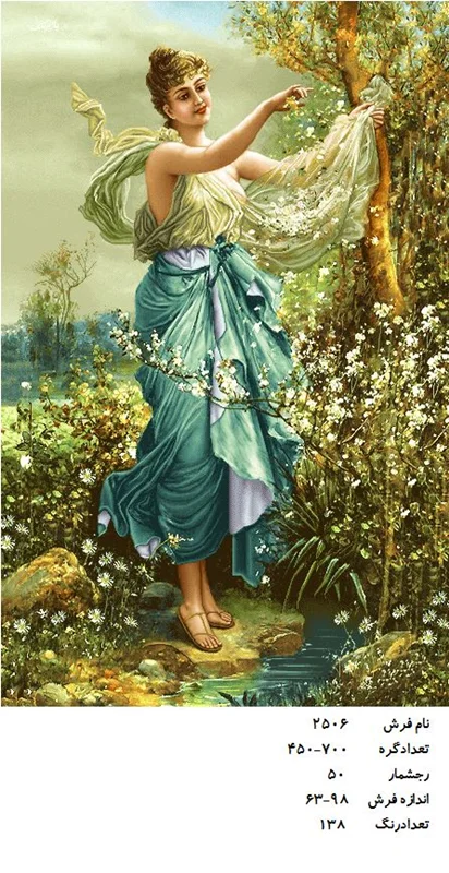 نخ و نقشه تابلو فرش طرح شکوفه چینی کد ۲۵۰۶