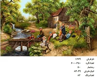 نخ و نقشه تابلو فرش دستباف طرح منظره کد ۱۶۷۹