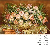 نخ و نقشه تابلو فرش دستبافت طرح گل کد ۱۶۵۴