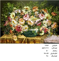 نخ و نقشه تابلو فرش دستبافت طرح گل کد ۱۶۵۷