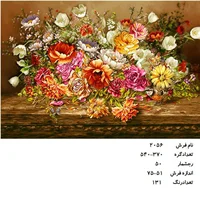 نخ و نقشه تابلو فرش دستبافت طرح گل کد ۲۰۵۶