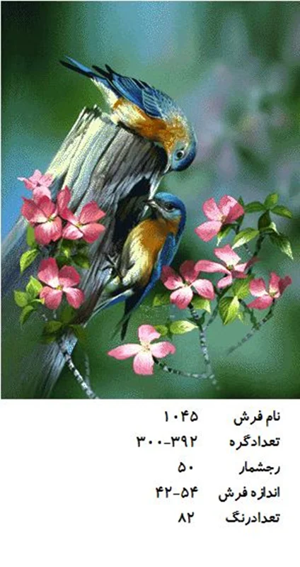 نخ و نقشه تابلو فرش دستبافت  طرح  پرنده کد ۱۰۴۵
