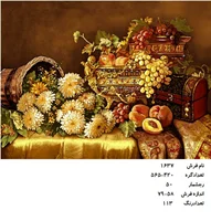 نخ و نقشه تابلو فرش دستبافت طرح گل کد ۱۶۳۷