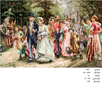 نخ و نقشه تابلو فرش طرح جشن عروسی روستایی کد ۲۵۲۰