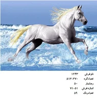 نخ و نقشه تابلو فرش دستبافت  طرح اسب سفید  کد ۱۲۴۳