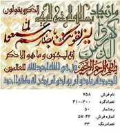 نخ و نقشه تابلو فرش دستبافت طرح آیه کد ۷۵۸