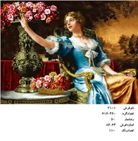 نخ و نقشه تابلو فرش طرح دختری گلچین جدید کد ۲۱۰۱