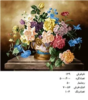 نخ و نقشه تابلو فرش دستبافت طرح گل کد ۱۳۹