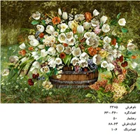 نخ و نقشه تابلو فرش دستبافت طرح گل کد ۲۳۸۵