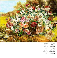 نخ و نقشه تابلو فرش دستبافت طرح گل کد ۱۸۲۳