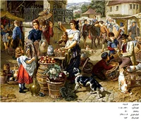 نخ و نقشه تابلو فرش  طرح بازار سنتی کد ۲۵۱۴