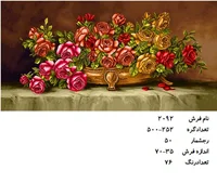 نخ و نقشه تابلو فرش دستبافت طرح گل کد ۲۰۹۲