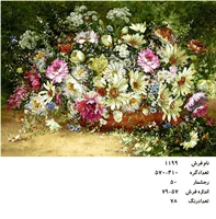 نخ و نقشه تابلو فرش دستبافت طرح گل کد ۱۱۹۹