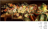 نخ و نقشه تابلو فرش دستبافت طرح گل کد ۲۴۱۶