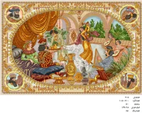 نخ و نقشه تابلو فرش دستبافت  طرح بزم خسرو پرویز  کد ۷۰۵