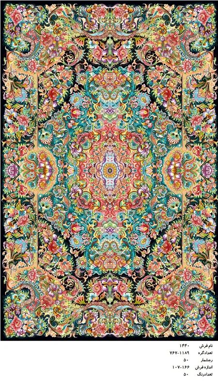 نخ و نقشه فرش دستبافت تبریز کد ۱۴۴۰
