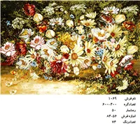 نخ و نقشه تابلو فرش دستبافت طرح گل کد ۱۰۶۹