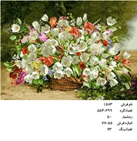 نخ و نقشه تابلو فرش دستبافت طرح گل کد ۱۵۸۳