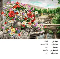 نخ و نقشه تابلو فرش دستبافت طرح گل کد ۱۶۵۹
