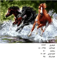 نخ و نقشه تابلو فرش دستبافت  طرح  فرار اسب های وحشی کد ۲۲۲۴