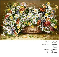 نخ و نقشه تابلو فرش دستبافت طرح گل کد ۱۹۹۶