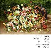 نخ و نقشه تابلو فرش دستبافت طرح گل کد ۱۹۹۷