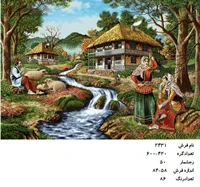 نخ و نقشه تابلو فرش دستبافت طرح منظره  کد ۲۴۳۱