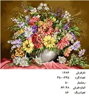 نخ و نقشه تابلو فرش دستبافت طرح گل کد ۱۶۸۶