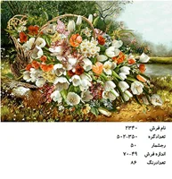 نخ و نقشه تابلو فرش دستبافت طرح گل کد ۲۳۴۰