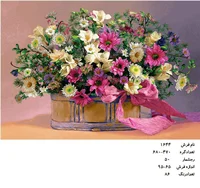 نخ و نقشه تابلو فرش دستبافت طرح گل کد ۱۶۴۴