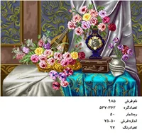 نخ و نقشه تابلو فرش دستبافت طرح گل کد ۹۸۵