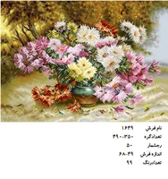 نخ و نقشه تابلو فرش دستبافت طرح گل کد ۱۶۴۹