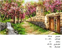 نخ و نقشه تابلو فرش دستبافت طرح کوچه باغ کد ۲۴۱۵
