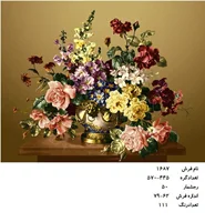 نخ و نقشه تابلو فرش دستبافت طرح گل کد ۱۶۸۷