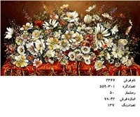 نخ و نقشه تابلو فرش دستبافت طرح گل کد ۲۳۶۷