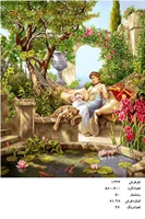 نخ و نقشه تابلو فرش دستبافت    طرح ملکه  و پلنگ    کد ۱۲۳۶