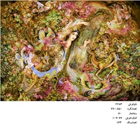 نخ و نقشه تابلو فرش طرح مینیاتور دختر چنگ نواز (نوای مهر ) کد ۲۲۵۴