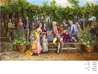 نخ و نقشه تابلو فرش  طرح  مهمانی در باغ کد ۲۱۵۱