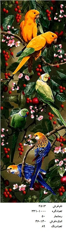 نخ و نقشه تابلو فرش دستبافت  طرح طوطی کد ۲۵۱۳