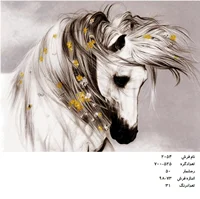 نخ و نقشه تابلو فرش دستبافت  طرح اسب سفید کد ۲۰۵۴