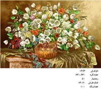نخ و نقشه تابلو فرش دستبافت طرح گل کد ۱۴۸۳