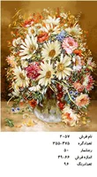 نخ و نقشه تابلو فرش دستبافت طرح گل کد ۲۰۵۷