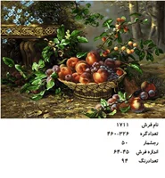 نخ و نقشه تابلو فرش دستبافت طرح گل کد ۱۷۱۱