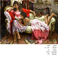 نخ و نقشه تابلو فرش  طرح خواهران کتاب خوان کد ۱۸۵۴