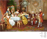 نخ و نقشه تابلو فرش دستبافت  ، طرح  ساعت خوش ، کد ۱۳۱۳