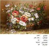 نخ و نقشه تابلو فرش دستبافت طرح گل کد ۱۶۴۱