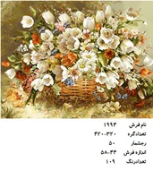 نخ و نقشه تابلو فرش دستبافت طرح گل کد ۱۹۹۴