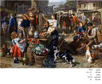 نخ و نقشه تابلو فرش طرح بازار سنتی ( دستفروش ها) کد ۲۳۶۲