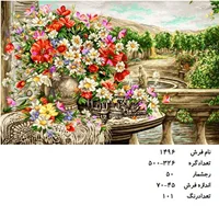 نخ و نقشه تابلو فرش دستبافت طرح گل کد ۱۴۹۶